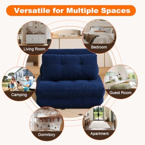 King Oasis Folding Sofa Bed, Corduroy Chair Bed with Pillows