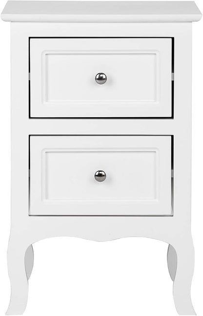 Bonnlo White Nightstand Set of 2, Nightstands with 2 Drawers, Bed Side Table/Night Stand, Small Nightstand for Bedroom, Small Spaces, College Dorm, Kids’ Room, Living Room, Wood, 16W x 12D x 24H