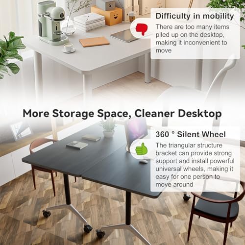 Folding Conference Room Tables, Seminar Conference Table Modern Flip Top Training Meeting Tables, Conference Room Table with Wheels for Home Office Classr,6 Pack 47.2inch