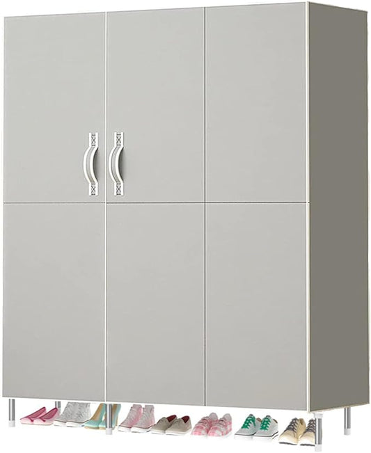 Portable Closet Clothes Organizer 49in Simple Non-Woven Fabric Wardrobe Closet Multi-Functional Clothes Storage Cabinet with Cover and Clothes Hanging Rod-Gray