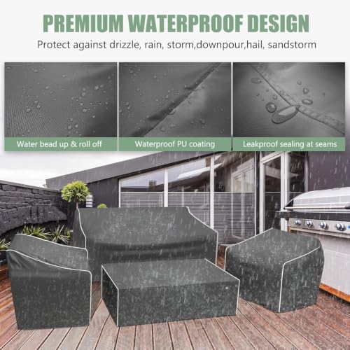 Patio Furniture Covers, Grey, 32"L x 30"W x 30"H