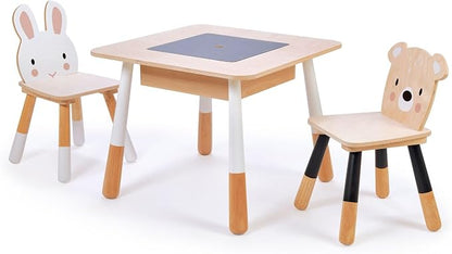 Tender Leaf Toys Forest Table & Chairs Set – Child-Sized Wooden Furniture for Art, Games & Everyday Activities – Crafted Materials – Age 3+