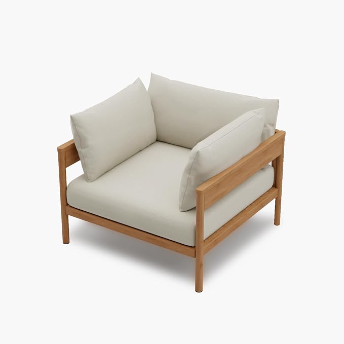 Acanva Vento Patio Outdoor Lounge Chair | All-Weather Aluminium Frame, Water-Resistant Olefin Cushions, Patio Conversation Sets for Backyard, Garden, Porch