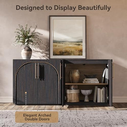 Sideboard Buffet Cabinet with Storage,Credenza with Fluted Doors
