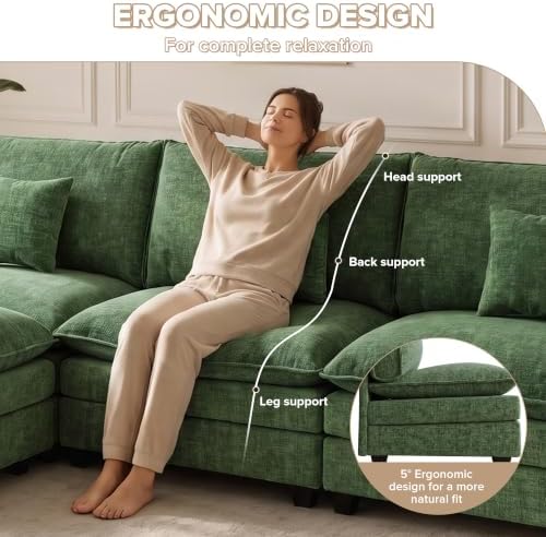140" Oversized Modular Sectional Sofa, U Shaped Cloud Couches with Ottomans