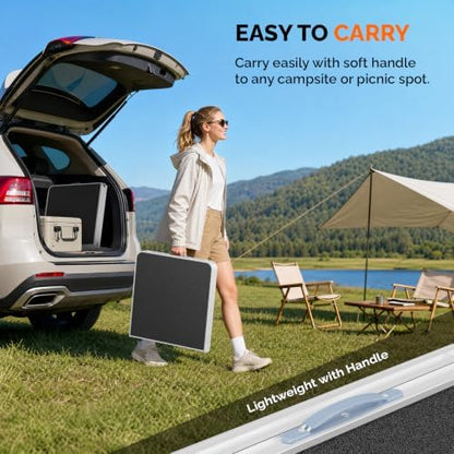 VINGLI 4FT White Folding Table with Carrying Handle Height Adjustable Lightweight Fold Up Portable for Indoor Outdoor Picnic,Camping,Hiking,Fishing,BBQ …