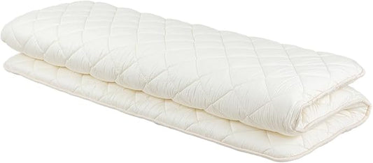 FULI Japanese Futon, King Size, White - Foldable Shikibuton Floor Bed - Medium Firm Quilted Cotton Sleeping Pad, Portable Roll-Up Japanese Floor Bed for Guests & Small Spaces
