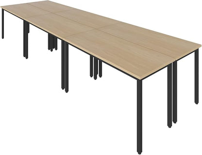 Bonzy Home Conference Tables 12ft Office Computer Desk for Meeting Room Study Writing Printer Table Save Space Design for 14 People Rustic Vintage Natural 6PCS 141.6"x47.2"x29.5"