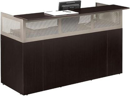 NBF Reception Desk Front Counter Workstation for Office Lobby Reception Area, 75" W x 29" D, Gray, At Work Collection