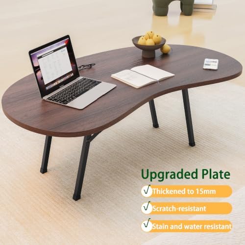 Folding Coffee Tables,Mid Century Modern Coffee Table Easy Assembly,Walnut