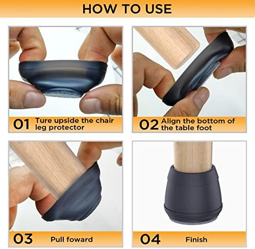 Extra Large Chair Leg Floor Protectors, (Fit: 1.84-2.36" Black).