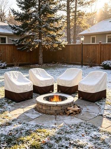 Bitubi Waterproof 4 Pack Patio Adirondack Chair Cover for Outdoor Chair Size Up to 30W x 34D x 36H inch,Outdoor Lawn Patio Furniture Covers (Brown)