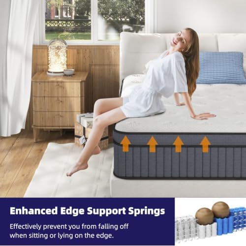 Twin Size Mattress, 12 Inch Hotel Level Hybrid Mattress in a Box, Medium