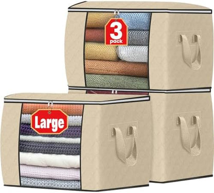 90L Clothes Storage, Foldable Thick Fabric Blanket Storage Bags