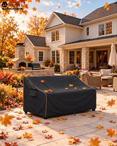 Patio 3-Seater Sofa Cover,Outdoor Couch Cover Fits up to 79W x 38D x 35H Inches,100% Waterproof Heavy Duty Patio Furniture Covers,Black