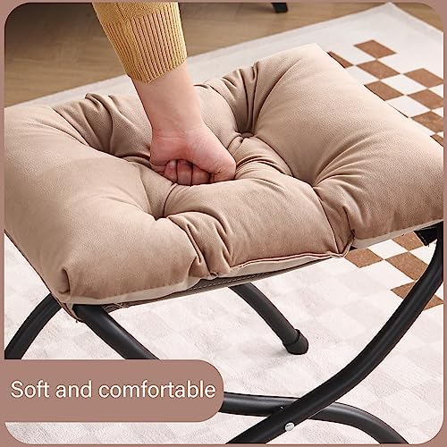 LITA Folding Ottoman, Foldable Footrest Stool, Portable Small Foot Stool for Couch, Collapsible Foot Rest Ottoman for Sofa, Accent Padded Ottomans for Lazy Chair, Living Room, Bedroom
