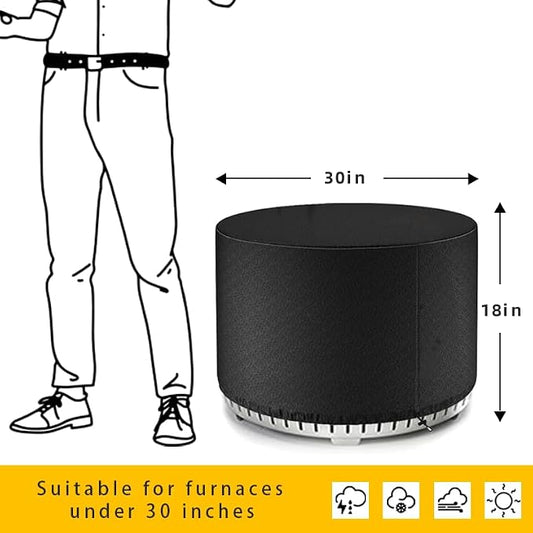 Fire Pit Cover Round for Solo Stove Yukon 27 inch-30 inch, Waterproof Smokeless Fire Pit Cover, Fits for Gas/Table/Bowl Fire Pits - 30 inch D X 18 inch H