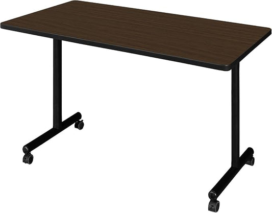 Regency Kobe 42 x 24 in. Mobile T-Base Training Seminar Table- Neo Walnut