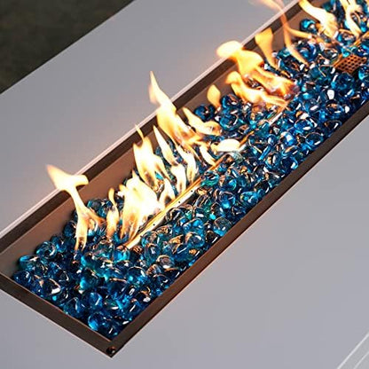 Mr. Fireglass 10 Pounds Blended Fire Glass Diamonds for Fireplace Fire Pit & Lanscaping - 1 inch High Luster Caribbean Blue Fire Rocks (Pack of 2)