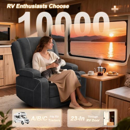 Manual Recliner Single Chair, 3X Reclining Sofa Chairs (Velvet, New Grey)