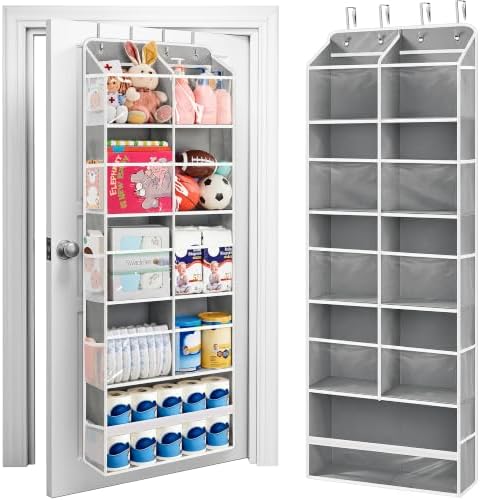 JARLINK Over the Door Organizer, Extra Large Storage for Bedroom, Grey
