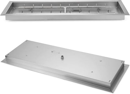 Stanbroil 36 x 12-Inch Rectangle Drop-in Fire Pit Pan with Jet Burner, 304 Stainless Steel Gas Firepit Insert for DIY Firepit Table, High Flame150,000 BTU Max