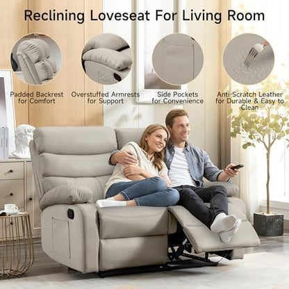 Reclining Loveseat Sofa Anti-Scratch Leather Recliner Couch