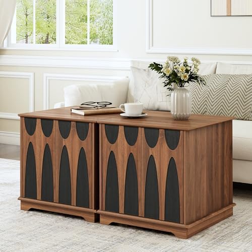 24inch Large Square End Table Set of 2 with Storage