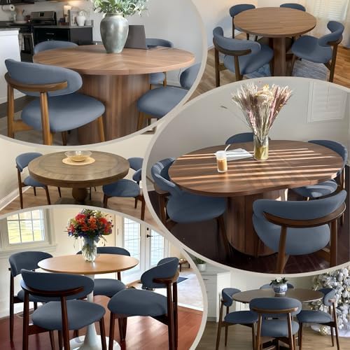 MALOL Dining Chairs Set of 6, Upholstered Wooden Kitchen Chairs, Blue