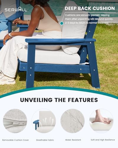 SERWALL HDPE Patio Furniture Set with 33” Square Fire Pit Table