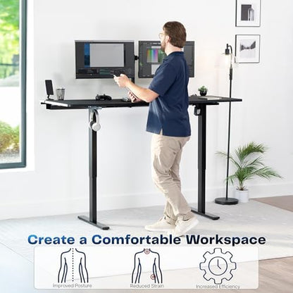 VIVO Electric Standing Desk, Smooth 3-Piece Top 71" x 30" Black Top