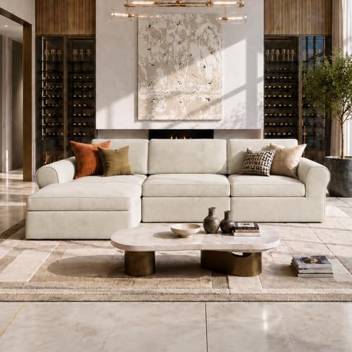 Maywish 108" Sectional Boneless Couch, L Shaped Sofa for Living Room