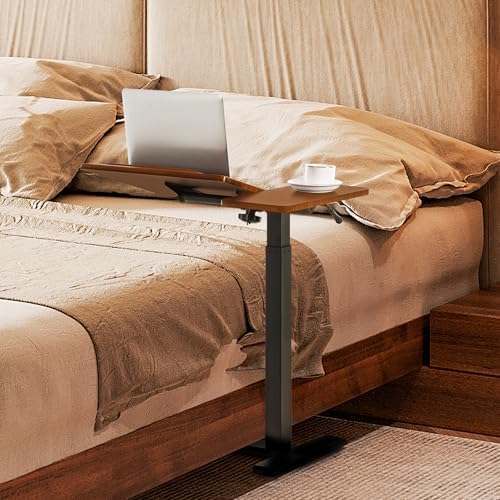 Adjustable Overbed Bedside Table with Wheels, Rolling Laptop Desk