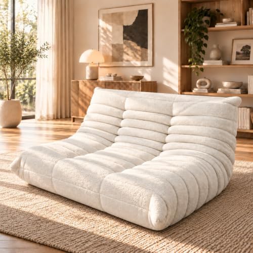 Loveseat Bean Bag Chair for Adults, Comfy Beanbag with Memory Foam