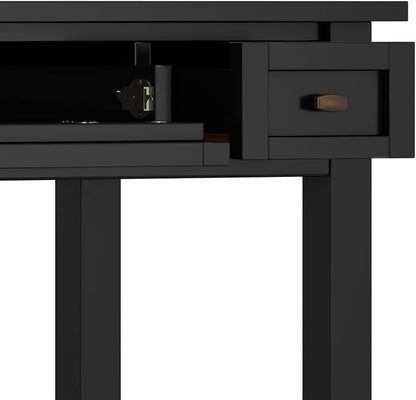 SIMPLIHOME Warm Shaker Desk - 48 inch Wide Solid Wood Writing Desk in Black, Transitional Home Office Computer Desk for Living Room with Keyboard Tray, 2 Drawers and Storage