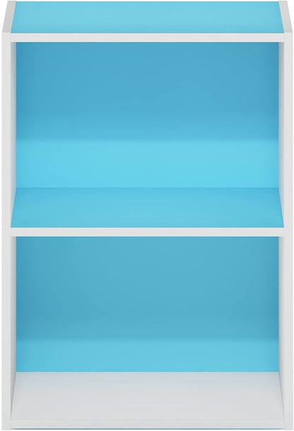 Furinno Luder Bookcase/Book/Storage, 2-Tier, Light Blue/White (Pack of 4)