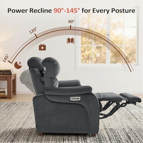 MCombo 87.2'' Wall Hugger Power Recliner Sofa, ST258M3 (Dark Grey)