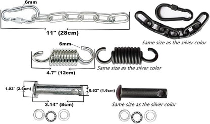 Patio Swing Egg Chair Hanging Kit with Spring, Pin Plug & Snap Hook – Heavy Duty Hammock Chair Hardware Accessories for Single Egg Chair with Stand, 550 lbs Capacity