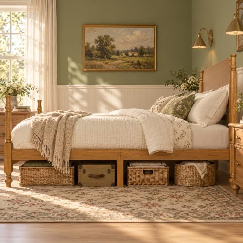 Merax Vintage Wood Spindle Post Bed with Headboard