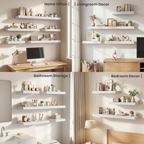 Deep Floating Shelves 60x12” Set of 1, White