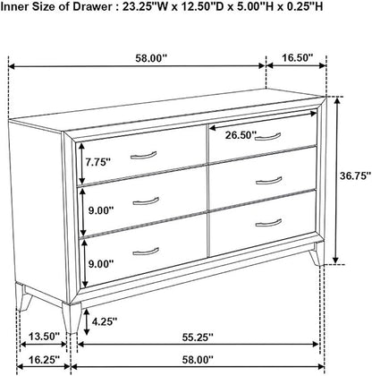 Pemberly Row 5-Piece Wood Queen Bedroom Set, Gray Oak Finish, Includes Panel Bed, Dresser with Mirror, Nightstand, Chest, Durable Rubberwood Construction, Modern Style for Master or Guest Bedrooms