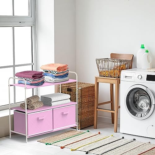 Simple Houseware 3-Tier Closet Storage with 2 Drawers, Pink