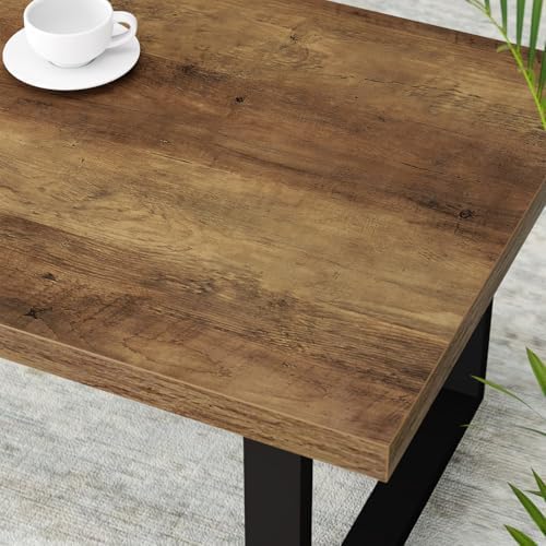 IBF Farmhouse Wood Coffee Table for Living Room, Rustic Oak, 47 Inch