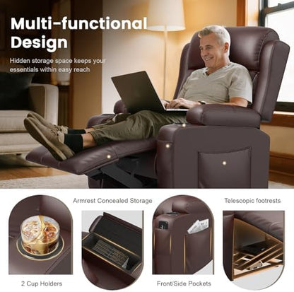 RV Loveseat Recliner Sofa, Home Theater Seating with Console & Massage