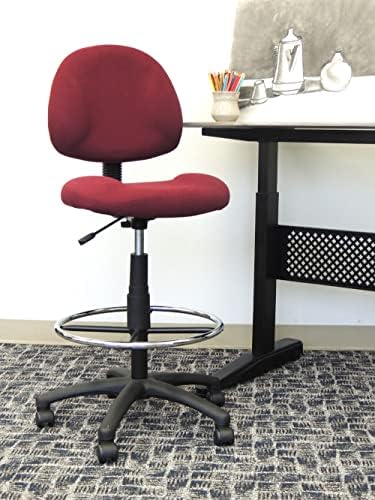 Boss Office Products B1615-BY Ergonomic Works Drafting Chair Without Arms, Burgundy, Mid-Back