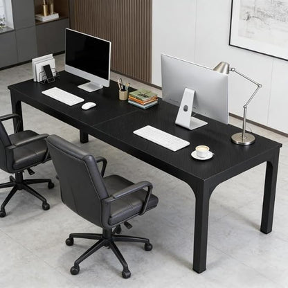 Practical Computer Desk,Rectangle Conference Table,Executive Desk(Only Table) (Black + Iron + MDF)