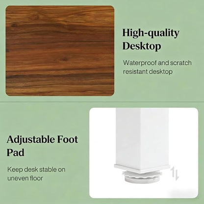 Practical Computer Desk,Rectangle Conference Table,Executive Desk(Only Table) (Brown+White + MDF+Iron)