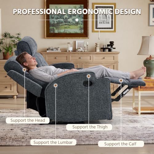 HAOMARKETS 3-Piece Manual Recliner Sofa Set, Included Recliner, Loveseat with Center Console and 3-Seater Couches, Overstuffed Reclining Couches with Cup Holders for Living Room, Dark Grey