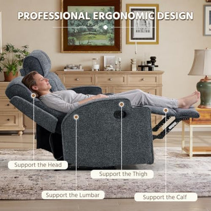 HAOMARKETS 3-Piece Manual Recliner Sofa Set, Included Recliner, Loveseat with Center Console and 3-Seater Couches, Overstuffed Reclining Couches with Cup Holders for Living Room, Dark Grey