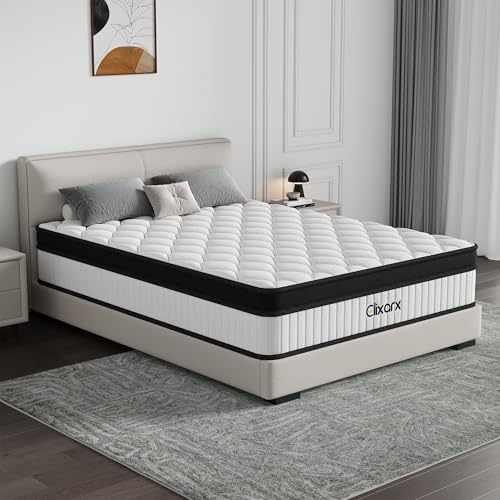 Queen Size Mattress, 14 Inch Hybrid Medium Firm Feel, Individually Wrapped Coils for Motion Isolation & Cool Memory Foam, White, CertiPUR-US Certified (14 Queen)